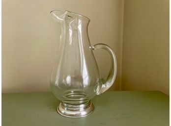 Elegant Glass Pitcher With Sterling Ring Base