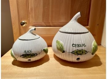 Ceramic Onion & Garlic Keepers From Portugal