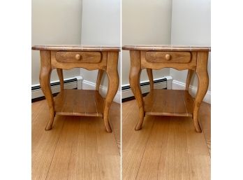 Pair Of Attractive Oak End Tables With Single Drawer