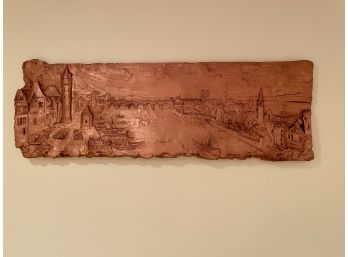 Unique Copper Over Resin Wall Hanging Depicting Old Frankfurt, Germany