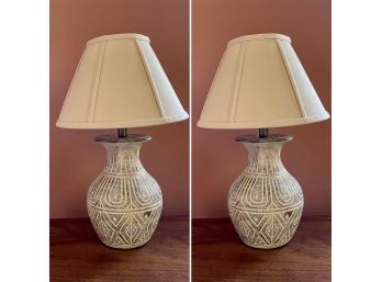 Pair Of Vase Form Pottery Lamps