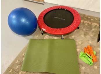 Exercise Trampoline, Ball & Yoga Mat