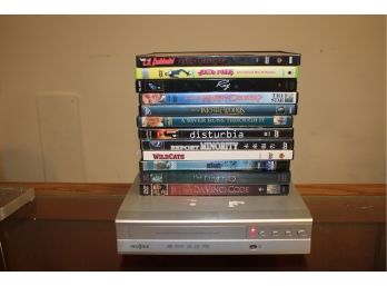 Insignia DVD Progressive Scan Player, No Remote With Mixed Lot Of 12 DVD's