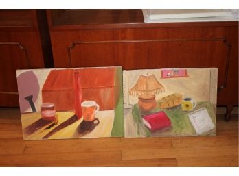 Two Painted Still Life Canvases
