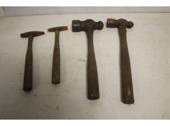 Four Vintage Wood Handled Hammers
