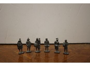 Set Of Six Miniature Pewter Soldiers/Warriors