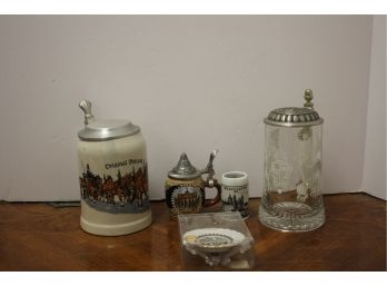 Mixed Lot German Steins, Collectors Plate, Toothpick Holder