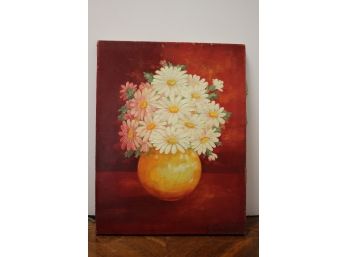 E. Craddock Painted Canvas Bowl Of Daisies
