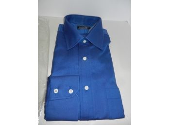 New THE SHIRT STORE Men's Blue Royal Oxford 2 Ply Cotton Long Sleeve Dress Shirt 16 33