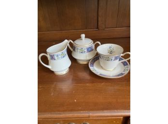 Vintage Noritake Ivory Cathay Cup, Saucer And Covered Sugar