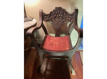 Vintage Carved Wood Arm Chair