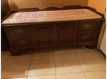 Vintage Lane Cedar Chest With Brass Embellishments And Upholstered Seat