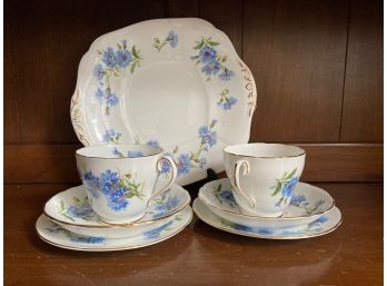 Vintage Adderley Cups, Saucers, Bread  And Square Sandwich Plates