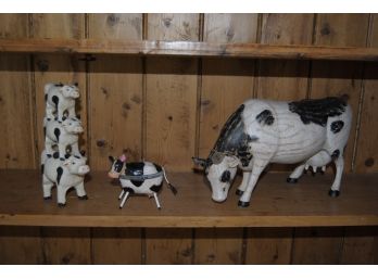 Cows, Cows And More Cows, Large Wooden 10', 2 Small Metal, 3 Stacked High Iron 7'