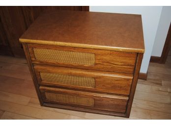 Small 3 Drawer Dresser 30x30x18 With Wicker Accent