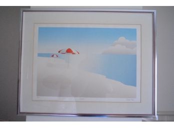 Signed Quentin King 'Parasols' And Numbered 8/225 Lithograph 32.5'x25.5'