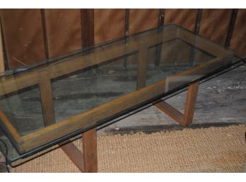 Teak Table With Glass Top 24 X 15 X 54