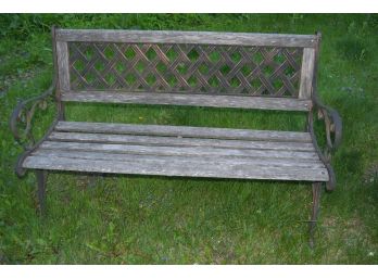 Garden Bench 49.5 X 30 X24 Weathered But Solid