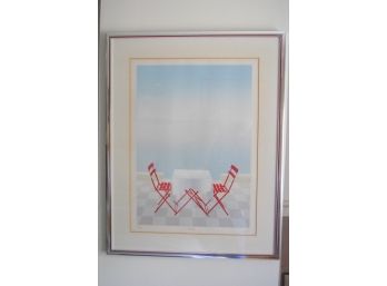 Signed Quentin King  'Terrace' And Numbered 175/225 Lithograph 25.5'x32.5'