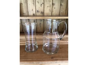 Glass Pitcher And Vase 5x9 And 4x8