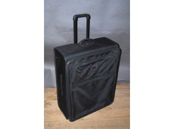 Large Rolling Tumi Suitcase With Pullout Handle 22x30x12 Lock Loop Broken On Zipper, Zipper Works Good