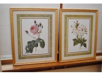 Two Decorative Framed Roses Flower Pictures 18x22 Art