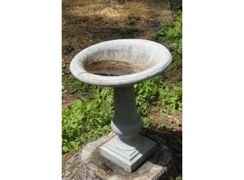 Composite Bird Bath 21 X 29, Looks Tilted Because It's On A Hill