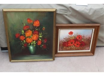 2 Oil On Canvas Flower Paintings Robert Cox