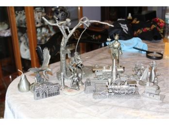 Decorative Pewter Lot Trains Animals Figurines