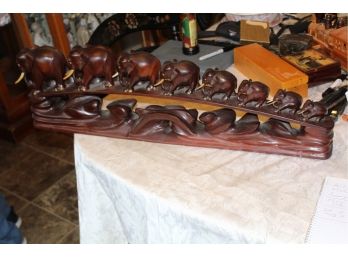 Vintage Large Heavy Carved Rosewood Elephant Sculpture