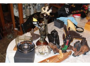 Lot Of Decorative Items Art Glass Carved Items And More