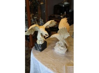 2 Carved Resin Birds