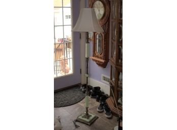 Antique Art Deco Floor Lamp With Jadeite Decoration