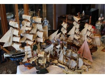 Wood Ship Models 9 Pieces