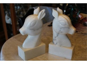 Italian Marble Deer Head Bookends