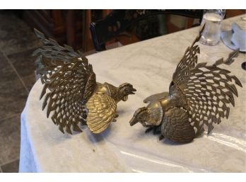 2 Brass Decorative Roosters