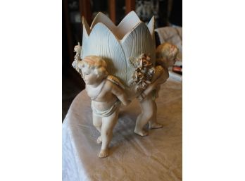 Vintage Cherub Porcelain Planter