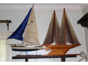 2 Large Model Wood Ships