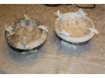 Alabaster Bird Bath Statues