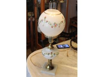 Vintage Painted Glass Parlor Lamp