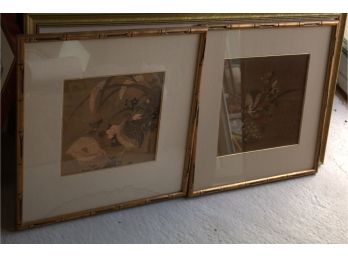 2 Asian Prints In Bamboo Frames