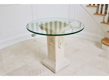 Thick Glass Round Table With Weighted Base