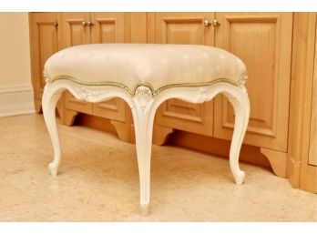 White Hand Carved Vanity Stool