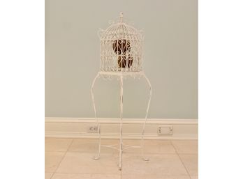 POTTERY BARN French Floor Bird Cage With Surreal Ball Topiaries