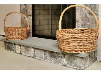 Pair Of Oversized Willow Baskets With Handles