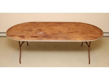 Commercial Oval Wood And Metal Party Table 9 Ft X 4 Ft