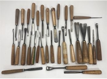 Group (K) Of 31 Vintage  Wood Chisels