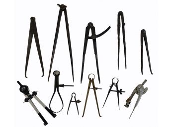 Collection Of Eleven Antique Calipers From 2' To 10' Long (C)