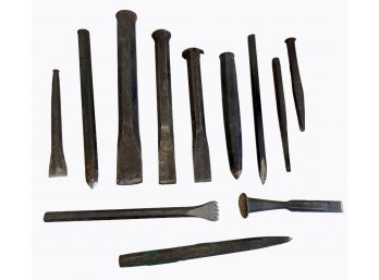 Twelve Old Kraemter Iron Chisels