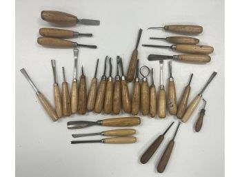 Group (L) Of 30 Vintage H. Taylor -Sheffield Small Wood Chisels